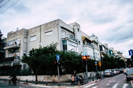 Tel Aviv Israel February 09, 2020 View of a modern building in the streets of Tel Avivの写真素材