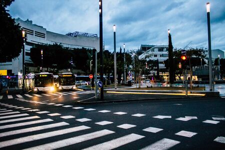 Tel Aviv Israel February 09, 2020 View of a traditional Israeli public city bus rolling in the streets of Tel Avivの写真素材