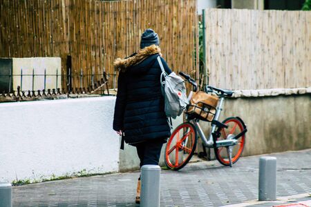 Tel Aviv Israel February 11, 2020 View of unidentified people walking in the streets of Tel Aviv in...