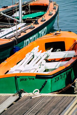 Tel Aviv Israel February 12, 2020 View of boats moored in Tel Aviv marina in winter