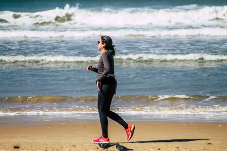 Tel Aviv Israel February 12, 2020 View of unidentified Israeli people having fun on the beach of Tel...