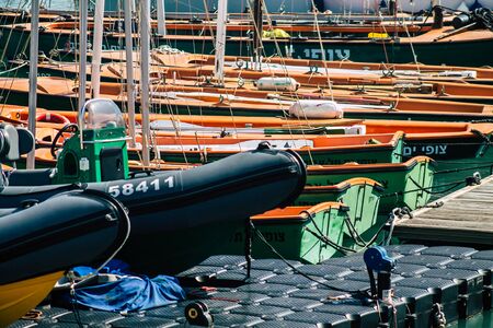 Tel Aviv Israel February 12, 2020 View of boats moored in Tel Aviv marina in winter
