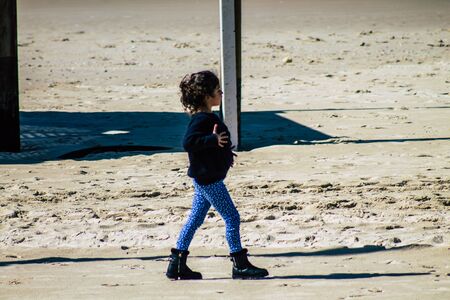 Tel Aviv Israel February 12, 2020 View of unidentified Israeli people having fun on the beach of Tel...