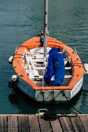 Tel Aviv Israel February 12, 2020 View of boats moored in Tel Aviv marina in winter