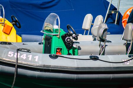 Tel Aviv Israel February 12, 2020 View of boats moored in Tel Aviv marina in winterの写真素材