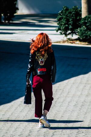 Tel Aviv Israel February 13, 2020 View of unidentified people walking on Herbert Samuel Promenade in...