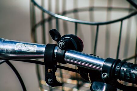 Tel Aviv Israel February 20, 2020 View of bicycle parked in the streets of Tel Aviv in the afternoon