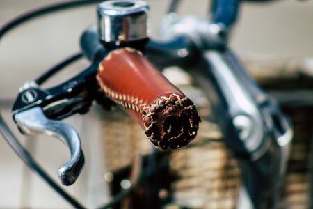 Tel Aviv Israel February 20, 2020 View of bicycle parked in the streets of Tel Aviv in the afternoonの写真素材