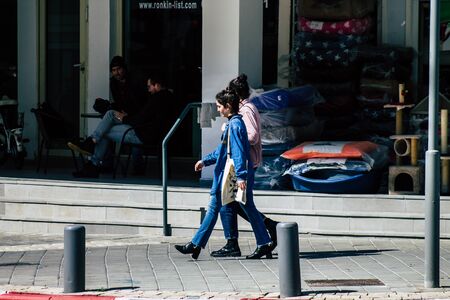 Tel Aviv Israel February 20, 2020 View of unidentified people walking in the streets of Tel Aviv...