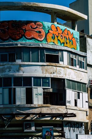 Tel Aviv Israel February 20, 2020 View of the facade of a modern buildings in the streets of Tel Aviv in the afternoonのeditorial素材