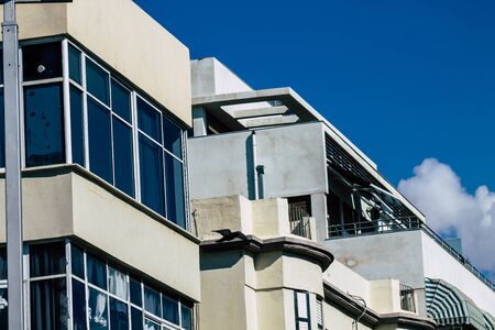 Tel Aviv Israel February 20, 2020 View of the facade of a modern buildings in the streets of Tel...