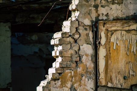 Tel Aviv Israel February 20, 2020 View of an old abandoned house being destroyed on the streets of...