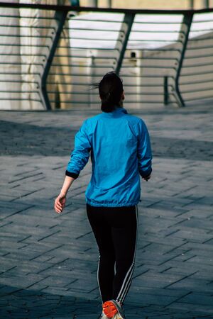 Tel Aviv Israel February 22, 2020 View of unidentified people walking in the streets of Tel Aviv in winterの写真素材
