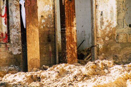 Tel Aviv Israel February 20, 2020 View of an old abandoned house being destroyed on the streets of...