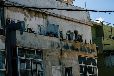 Tel Aviv Israel February 20, 2020 View of the facade of a modern buildings in the streets of Tel Aviv in the afternoonのeditorial素材