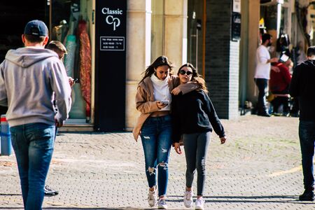 Tel Aviv Israel February 20, 2020 View of unidentified people walking in the streets of Tel Aviv during a sunny day in winterのeditorial素材