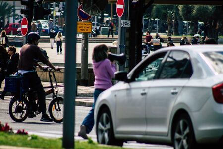 Tel Aviv Israel February 21, 2020 View of unidentified Israeli teenagers demonstrating in front of the Tel Aviv town hall against global warming and supporting Greta Thunbergのeditorial素材