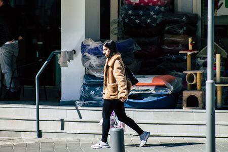 Tel Aviv Israel February 20, 2020 View of unidentified people walking in the streets of Tel Aviv during a sunny day in winterのeditorial素材