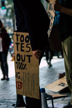 Tel Aviv Israel February 21, 2020 View of unidentified Israeli teenagers demonstrating in front of...