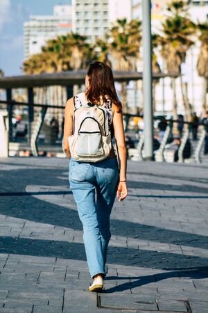 Tel Aviv Israel February 20, 2020 View of unidentified people walking in the streets of Tel Aviv...