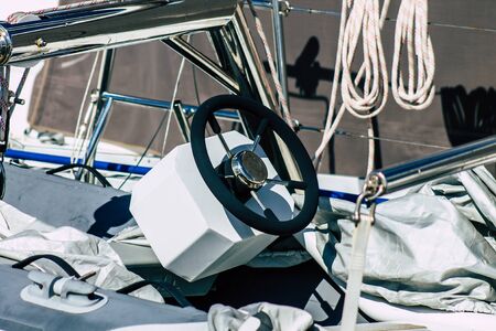 Paphos Cyprus March 01, 2020 View of boats moored in the harbour of Paphos in the afternoonの写真素材
