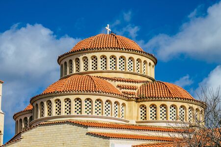 View of a Orthodox church on the Mediterranean coast on the island of Cyprus