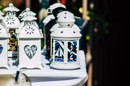 Paphos Cyprus March 03, 2020 View of decorative objects sold in a souvenir shop in Paphos in the afternoonの写真素材