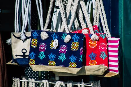 Paphos Cyprus March 10, 2020 View of decorative objects sold in a souvenir shop in Paphos in the afternoonの写真素材