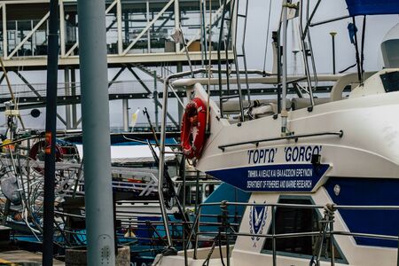 Limassol Cyprus March 13, 2020 View of boats moored in the marina of Limassol in the afternoonの写真素材