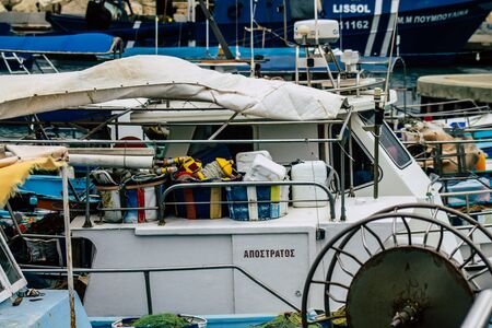 Limassol Cyprus March 13, 2020 View of boats moored in the marina of Limassol in the afternoonの写真素材