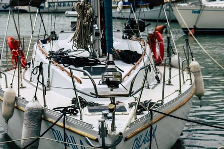 Limassol Cyprus March 13, 2020 View of boats moored in the marina of Limassol in the afternoon