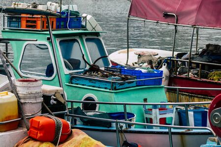 Limassol Cyprus March 13, 2020 View of boats moored in the marina of Limassol in the afternoonの写真素材
