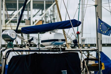 Limassol Cyprus March 13, 2020 View of boats moored in the marina of Limassol in the afternoonの写真素材