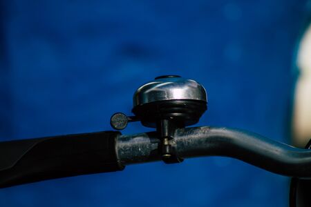 View of bicycle to hire parked in the streets of Limassol in the afternoonの写真素材