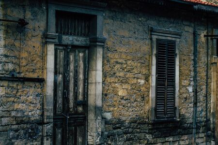 View of a facade of a building in the streets of Limassol in the afternoonの写真素材