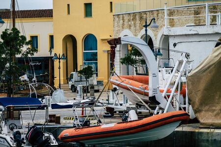 Limassol Cyprus March 13, 2020 View of boats moored in the marina of Limassol in the afternoon