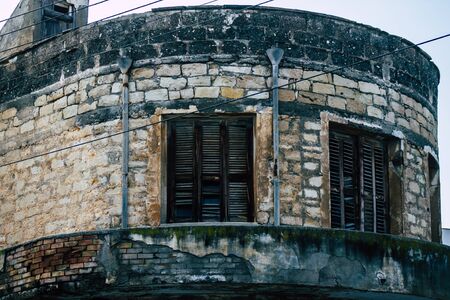 View of a facade of a building in the streets of Limassol in the afternoonの写真素材