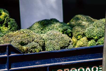 View of various vegetables sold at the market of Limassol in the morningの写真素材