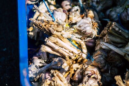 View of various vegetables sold at the market of Limassol in the morningの写真素材