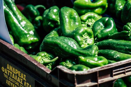 View of various vegetables sold at the market of Limassol in the morning