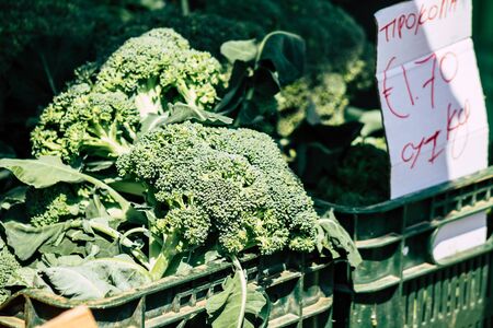 View of various vegetables sold at the market of Limassol in the morningの写真素材