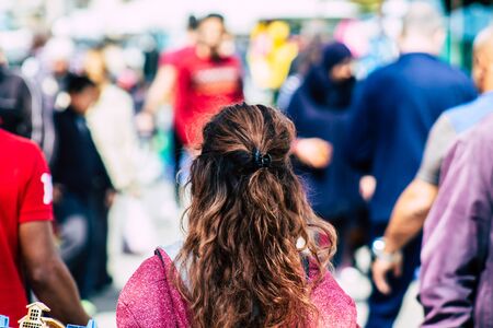 View of an unidentified people shopping at the market of Limassol in the morningの写真素材