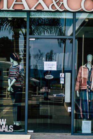 Limassol Cyprus March 16, 2020 View of some establishments closed to the public by the government because of the coronavirus epidemicのeditorial素材