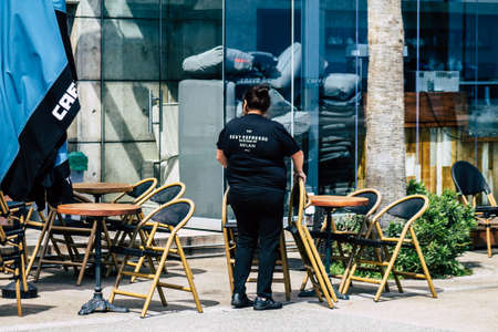 Limassol Cyprus March 16, 2020 View of some establishments closed to the public by the government because of the coronavirus epidemicのeditorial素材