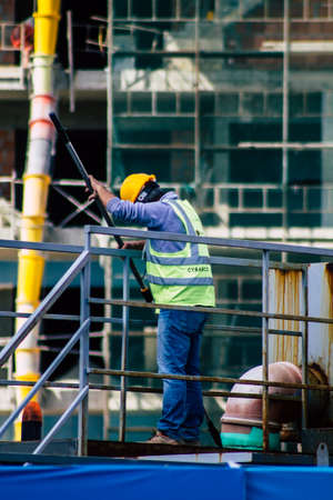 Limassol Cyprus March 16, 2020 View of unidentified people working to a new building in construction in the city of Limassolのeditorial素材