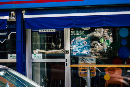 Limassol Cyprus March 16, 2020 View of some establishments closed to the public by the government because of the coronavirus epidemicのeditorial素材