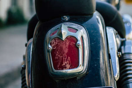 Limassol Cyprus March 16, 2020 View of a motorcycle parked in the streets of Limassol in the afternoonのeditorial素材