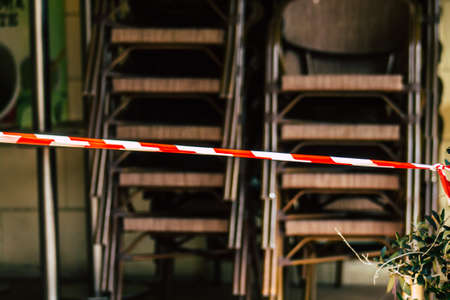 Limassol Cyprus March 16, 2020 View of some establishments closed to the public by the government because of the coronavirus epidemicのeditorial素材