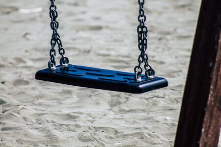 Limassol Cyprus March 20, 2020 View of a playground without any children due to the epidemic of Coronavirus in the city of Limassolの写真素材