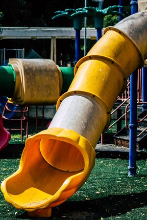 Limassol Cyprus March 20, 2020 View of a playground without any children due to the epidemic of...